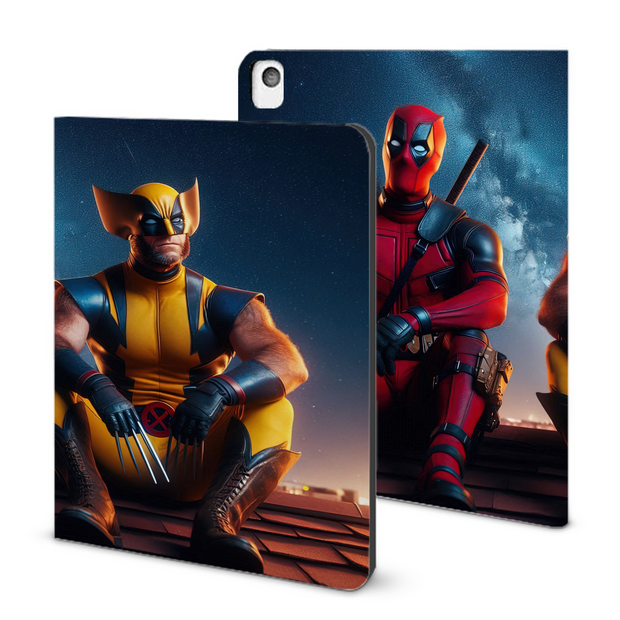 （画像用） Deadpool デッドプール IPadケース ペンホルダー付き ブックスタイルデザイン